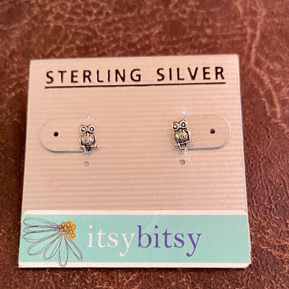Sterling Silver Owl Stud Earrings